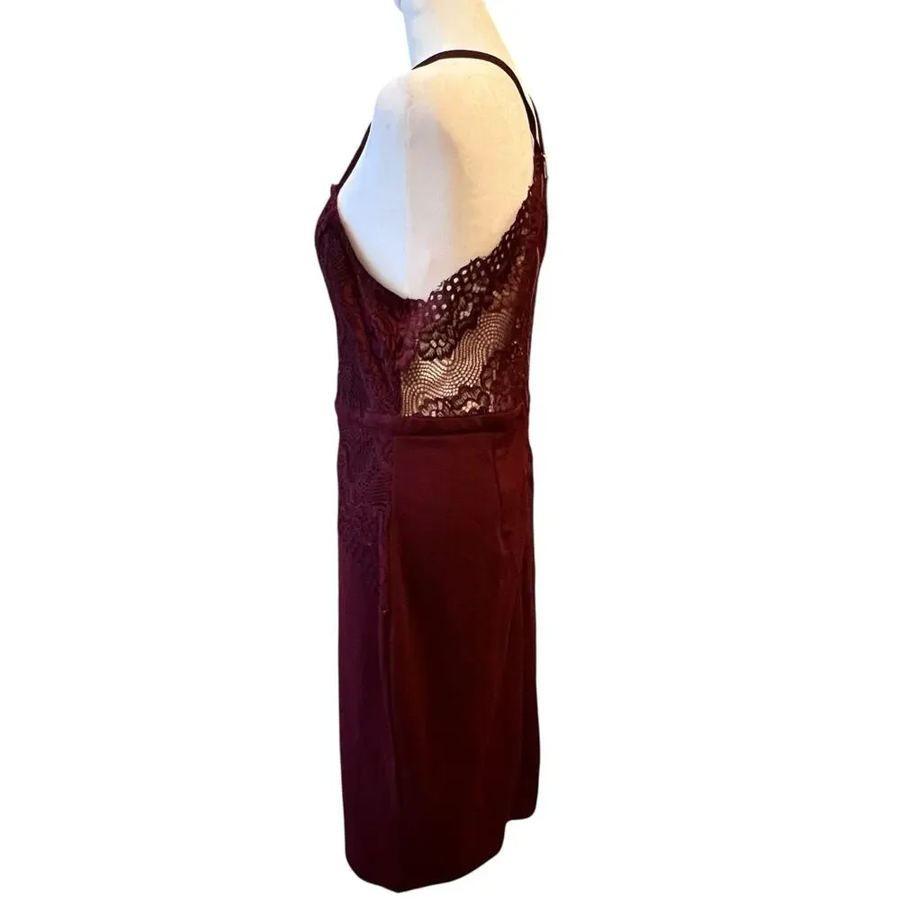 Y2K Whimsigoth Burgundy Slip Dress Sheer Lace Dark Fairy Romantic Witchy Vamp XL - Picture 6 of 16